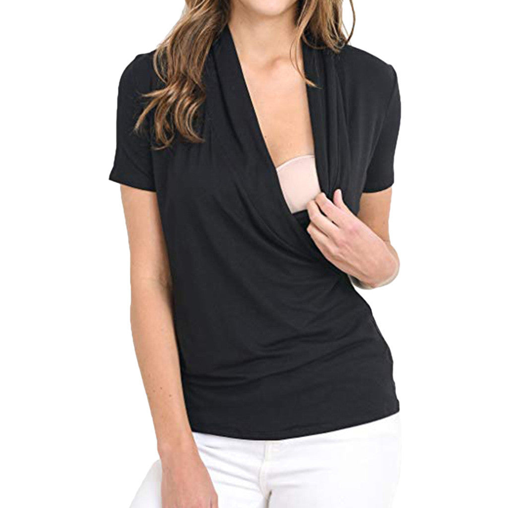 Maternity and Nursing Top with Draped Neckline