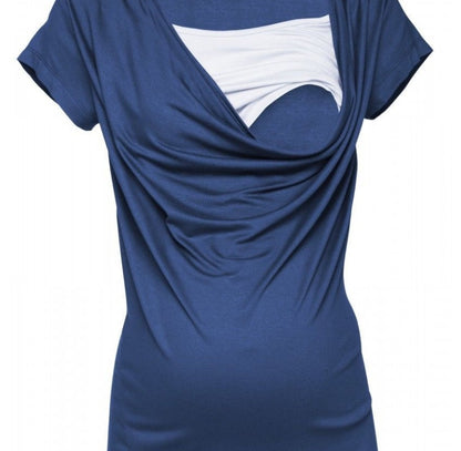 Maternity and Nursing Top with Draped Neckline