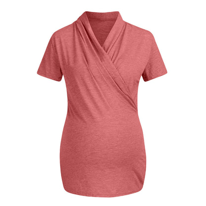 Maternity and Nursing Top with Draped Neckline