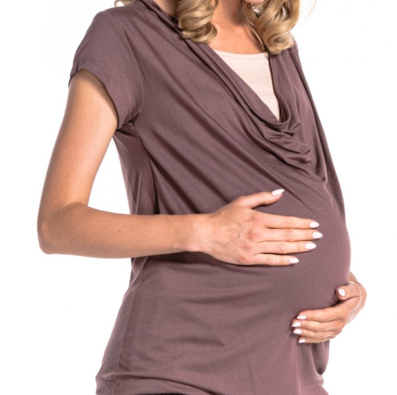 Maternity and Nursing Top with Draped Neckline