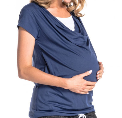 Maternity and Nursing Top with Draped Neckline