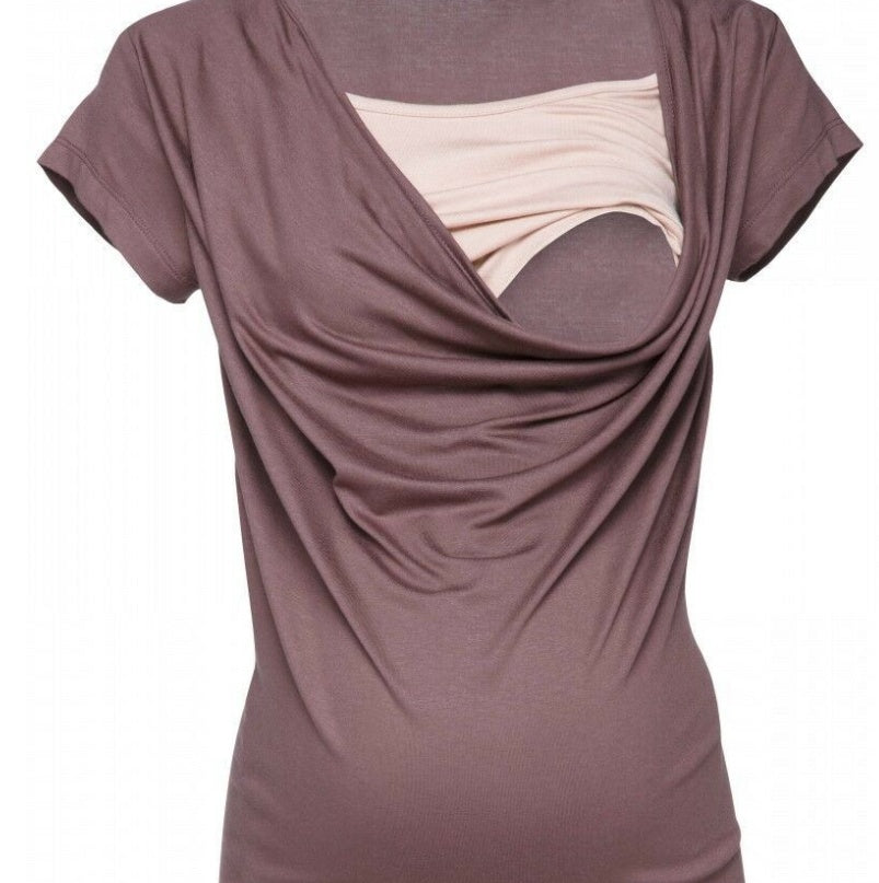 Maternity and Nursing Top with Draped Neckline