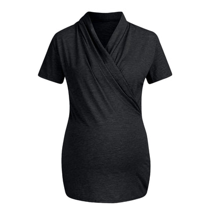 Maternity and Nursing Top with Draped Neckline